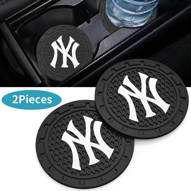 EMIJOY Yankees Car Cup Holder Coasters for Baseball Fans,NY Yankees Car Coasters for Vehicle Drink Holder,Baseball Stuffs New York Yankees Car Cup Holder Insert,Souvenir/Gifts for Baseball Fans,Car Cup Mat - Image 2